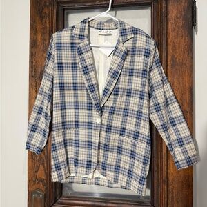 Plaid Blue and Cream Blazer